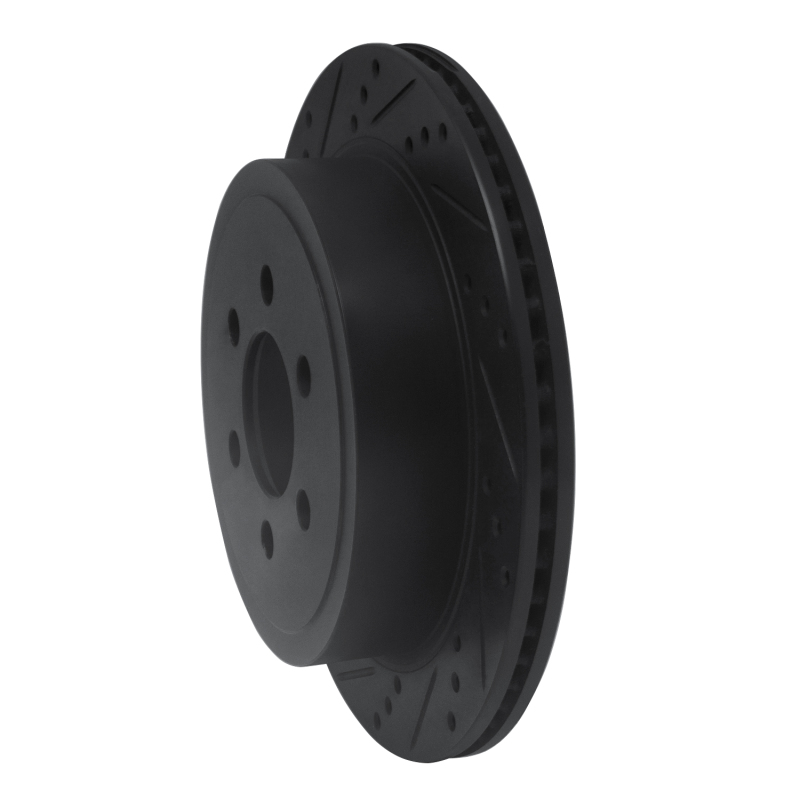 Dodge Durango Brake Rotor (1) - Rear Left - R1 Concepts - Drilled & Slotted - Black - 2003